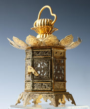Vintage Brass Figure Five Storied Pagoda and Small Lantern Set