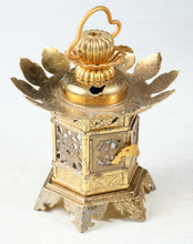 Vintage Brass Figure Five Storied Pagoda and Small Lantern Set