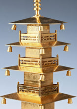 Vintage Brass Figure Five Storied Pagoda and Small Lantern Set