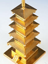 Vintage Brass Figure Five Storied Pagoda and Small Lantern Set