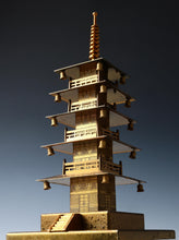 Vintage Brass Figure Five Storied Pagoda and Small Lantern Set