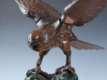 Japanese Bronze Hawk -Room Guardian Sculpture- Great Takaoka Product