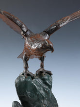 Japanese Bronze Hawk -Room Guardian Sculpture- Great Takaoka Product