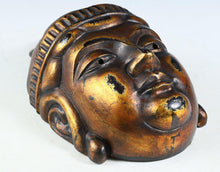 Old Vintage Plaster Buddhism Mask Plaque -Mask of Nitten- 日天面 Japanese Esoteric Buddhism Mask