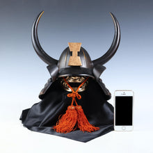 Vintage Japanese Samurai Helmet Black Power -Kansuke's helmet- with a mask Rare