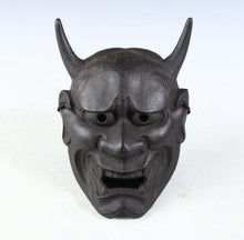 Beautiful Vintage Iron Noh Mask -Jealousy Woman- 般若 Hannya with a wooden box