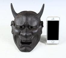 Beautiful Vintage Iron Noh Mask -Jealousy Woman- 般若 Hannya with a wooden box