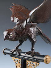 Beautiful Fabulous Japanese Bronze Hawk -Room Guardian Sculpture- Great Takaoka Product