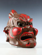 Old Vintage Japanese Paper Clay NOH MASK -Nio Guardians- Rare Product