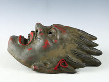 Old Vintage Plaster Buddhism Mask Plaque -Basarah Warrior- Showa Product Tsushima