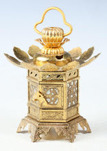 Vintage Brass Figure Five Storied Pagoda and Small Lantern Set