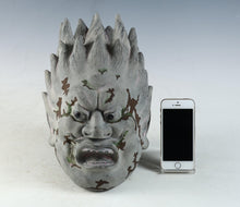 Very Old Vintage Plaster Buddhism Mask Plaque -Basarah Warrior- Early Showa Product