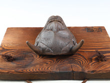 Old Vintage Bronze Noh Mask and with a Wooden Board Hannya 般若 -Jealousy Woman- Tsushima