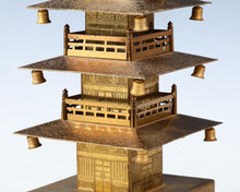 Vintage Brass Figure Five Storied Pagoda and Small Lantern Set