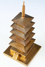 Vintage Brass Figure Five Storied Pagoda and Small Lantern Set