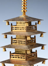 Vintage Brass Figure Five Storied Pagoda and Small Lantern Set