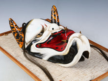 Beautiful Old Vintage Early Showa Japanese Iwami Kagura Noh Mask -Susanoo- Mask Plaque with Frame