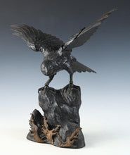 Antique Japanese Takaoka Bronze Hawk -Room Guardian Sculpture-