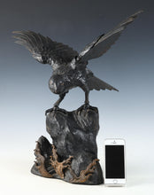 Antique Japanese Takaoka Bronze Hawk -Room Guardian Sculpture-