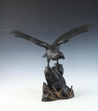 Antique Japanese Takaoka Bronze Hawk -Room Guardian Sculpture-