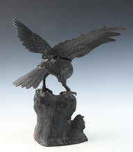 Antique Japanese Takaoka Bronze Hawk -Room Guardian Sculpture-