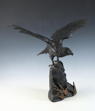 Antique Japanese Takaoka Bronze Hawk -Room Guardian Sculpture-