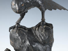 Antique Japanese Takaoka Bronze Hawk -Room Guardian Sculpture-