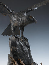 Antique Japanese Takaoka Bronze Hawk -Room Guardian Sculpture-