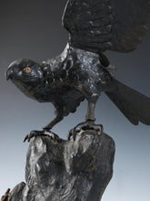 Antique Japanese Takaoka Bronze Hawk -Room Guardian Sculpture-
