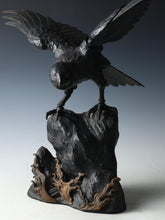 Antique Japanese Takaoka Bronze Hawk -Room Guardian Sculpture-
