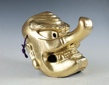 Old Vintage Japanese Golden Paper Clay Noh Mask -Tengu- Braggart  Rare Product