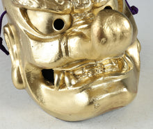 Old Vintage Japanese Golden Paper Clay Noh Mask -Tengu- Braggart  Rare Product