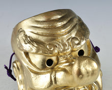 Old Vintage Japanese Golden Paper Clay Noh Mask -Tengu- Braggart  Rare Product