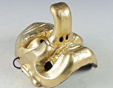 Old Vintage Japanese Golden Paper Clay Noh Mask -Tengu- Braggart  Rare Product
