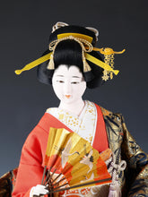 Vintage Japanese Geisha Doll with Folding Fan - Large Display Figure - Heisei Era