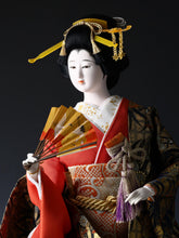 Vintage Japanese Geisha Doll with Folding Fan - Large Display Figure - Heisei Era