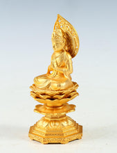 Japanese Buddhist Seishi Bosatsu Statue  Gold Iron Figure, Showa Era