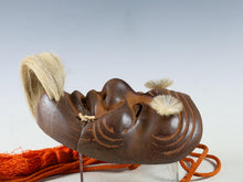 Vintage Japanese Iron Noh Mask  Okina with Wooden Box, Early Showa