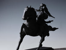 Vintage Japanese Samurai Horseman Sculpture - Iron Small Figure, Showa Era