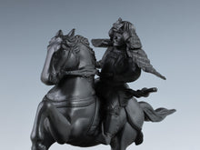 Vintage Japanese Samurai Horseman Sculpture - Iron Small Figure, Showa Era