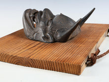 Vintage Bronze Hannya Noh Mask  Japanese Mask with Wooden Board