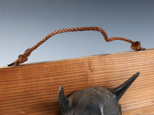 Vintage Bronze Hannya Noh Mask  Japanese Mask with Wooden Board