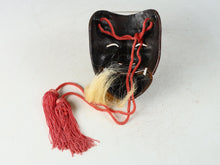 Vintage Japanese Iron Noh Mask  Okina with Wooden Box, Early Showa