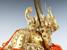 Vintage Massive Japanese Samurai Helmet  Great Dragon Kabuto with Cushion