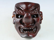 Old Japanese Paper Clay Noh Mask Tengu Long-Nose Mask Late Showa