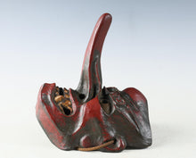 Old Japanese Paper Clay Tengu Noh Mask - Late Meiji Vintage Mask