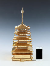 Vintage Japanese Brass Five Story Pagoda Horyuji Temple Inspired Sculpture