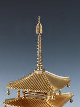 Vintage Japanese Brass Five Story Pagoda Horyuji Temple Inspired Sculpture