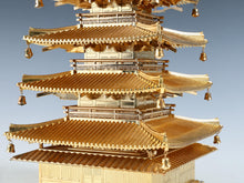 Vintage Japanese Brass Five Story Pagoda Horyuji Temple Inspired Sculpture