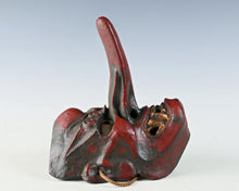 Old Japanese Paper Clay Tengu Noh Mask - Late Meiji Vintage Mask